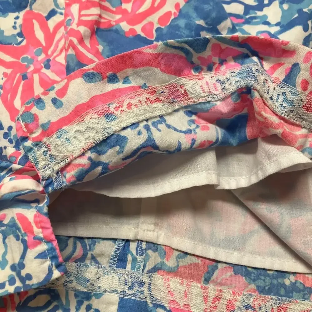 Lilly Pulitzer Girls Dress Tropical Bay Blue Pop Pop Glow Shift Dress Size 6